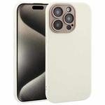 For iPhone 15 Pro Max Plain Imitation Leather Back Cover Phone Case(White)