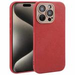 For iPhone 15 Pro Max Plain Imitation Leather Back Cover Phone Case(Red)