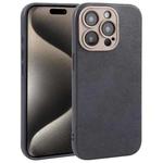 For iPhone 15 Pro Plain Imitation Leather Back Cover Phone Case(Black)