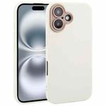 For iPhone 16 Plus Plain Imitation Leather Back Cover Phone Case(White)