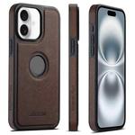 For iPhone 16 Plus Suteni G1 Cross Texture MagSafe Phone Case(Brown)