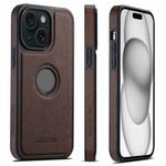 For iPhone 15 Plus Suteni G1 Cross Texture MagSafe Phone Case(Brown)