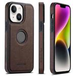 For iPhone 14 Suteni G1 Cross Texture MagSafe Phone Case(Brown)