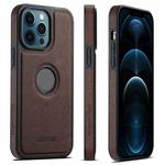 For iPhone 12 Pro Max Suteni G1 Cross Texture MagSafe Phone Case(Brown)