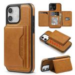 For iPhone 11 Shield Multi-functional MagSafe Card Bag Phone Case(Brown)