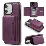 For iPhone 11 Shield Multi-functional MagSafe Card Bag Phone Case(Purple)