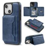 For iPhone 13 Shield Multi-functional MagSafe Card Bag Phone Case(Blue)