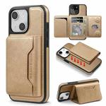 For iPhone 14 Plus Shield Multi-functional MagSafe Card Bag Phone Case(Desert Gold)