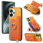 For Redmi Turbo 3 5G Retro Magsafe Cross Leather Ring Holder Card Bag Phone Case(Yellow)