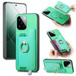 For Xiaomi 14 Pro 5G Retro Magsafe Cross Leather Ring Holder Card Bag Phone Case(Green)
