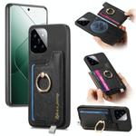 For Xiaomi 14 Pro 5G Retro Magsafe Cross Leather Ring Holder Card Bag Phone Case(Black)