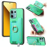 For Xiaomi Redmi Note 13 5G Retro Magsafe Cross Leather Ring Holder Card Bag Phone Case(Green)
