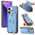 For Redmi Note 13 Pro+ Retro Magsafe Cross Leather Ring Holder Card Bag Phone Case(Blue)