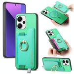 For Redmi Note 13 Pro+ Retro Magsafe Cross Leather Ring Holder Card Bag Phone Case(Green)