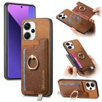 For Redmi Note 13 Pro+ Retro Magsafe Cross Leather Ring Holder Card Bag Phone Case(Brown)