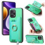 For Redmi Note 12 Turbo / Poco F5 5G Retro Magsafe Cross Leather Ring Holder Card Bag Phone Case(Green)