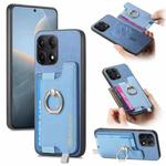 For Redmi K70E / Poco X6 Pro 5G Retro Magsafe Cross Leather Ring Holder Card Bag Phone Case(Blue)