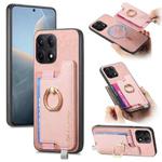 For Redmi K70E / Poco X6 Pro 5G Retro Magsafe Cross Leather Ring Holder Card Bag Phone Case(Pink)