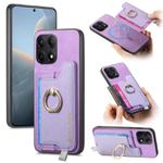 For Redmi K70E / Poco X6 Pro 5G Retro Magsafe Cross Leather Ring Holder Card Bag Phone Case(Purple)