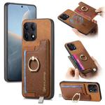 For Redmi K70E / Poco X6 Pro 5G Retro Magsafe Cross Leather Ring Holder Card Bag Phone Case(Brown)