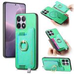 For Redmi K70 / K70 Pro 5G Retro Magsafe Cross Leather Ring Holder Card Bag Phone Case(Green)