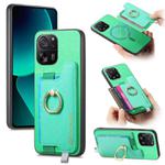 For Xiaomi 13T / 13T Pro Retro Magsafe Cross Leather Ring Holder Card Bag Phone Case(Green)