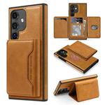 For Samsung Galaxy S24+ 5G Shield Multi-functional MagSafe Card Bag Phone Case(Brown)