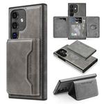 For Samsung Galaxy S25 5G Shield Multi-functional MagSafe Card Bag Phone Case(Grey)