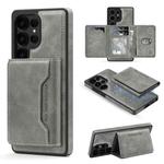 For Samsung Galaxy S25 Ultra 5G Shield Multi-functional MagSafe Card Bag Phone Case(Grey)
