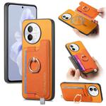 For vivo S18e 5G Retro Magsafe Cross Leather Ring Holder Card Bag Phone Case(Yellow)