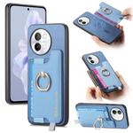 For vivo S18e 5G Retro Magsafe Cross Leather Ring Holder Card Bag Phone Case(Blue)