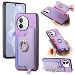 For vivo S18e 5G Retro Magsafe Cross Leather Ring Holder Card Bag Phone Case(Purple)