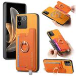 For vivo S17e / iQOO Z7 Pro / T2 Pro Retro Magsafe Cross Leather Ring Holder Card Bag Phone Case(Yellow)