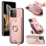 For vivo S17e / iQOO Z7 Pro / T2 Pro Retro Magsafe Cross Leather Ring Holder Card Bag Phone Case(Pink)