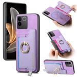 For vivo S17e / iQOO Z7 Pro / T2 Pro Retro Magsafe Cross Leather Ring Holder Card Bag Phone Case(Purple)