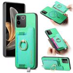 For vivo S17e / iQOO Z7 Pro / T2 Pro Retro Magsafe Cross Leather Ring Holder Card Bag Phone Case(Green)