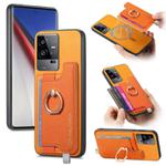 For vivo iQOO 11 Pro 5G Retro Magsafe Cross Leather Ring Holder Card Bag Phone Case(Yellow)