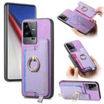 For vivo iQOO 11 Pro 5G Retro Magsafe Cross Leather Ring Holder Card Bag Phone Case(Purple)