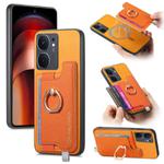 For vivo iQOO Neo9 / Neo9 Pro 5G Retro Magsafe Cross Leather Ring Holder Card Bag Phone Case(Yellow)