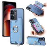 For vivo iQOO Neo9 / Neo9 Pro 5G Retro Magsafe Cross Leather Ring Holder Card Bag Phone Case(Blue)