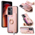 For vivo iQOO Neo9 / Neo9 Pro 5G Retro Magsafe Cross Leather Ring Holder Card Bag Phone Case(Pink)