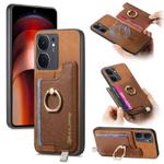 For vivo iQOO Neo9 / Neo9 Pro 5G Retro Magsafe Cross Leather Ring Holder Card Bag Phone Case(Brown)