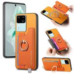 For vivo S18 / S18 Pro 5G Retro Magsafe Cross Leather Ring Holder Card Bag Phone Case(Yellow)