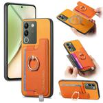 For vivo Y200 / V29e Retro Magsafe Cross Leather Ring Holder Card Bag Phone Case(Yellow)