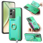 For vivo Y200 / V29e Retro Magsafe Cross Leather Ring Holder Card Bag Phone Case(Green)