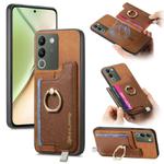 For vivo Y200 / V29e Retro Magsafe Cross Leather Ring Holder Card Bag Phone Case(Brown)