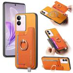 For vivo S17 / S17 Pro / V29 Pro 5G Retro Magsafe Cross Leather Ring Holder Card Bag Phone Case(Yellow)