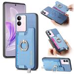 For vivo S17 / S17 Pro / V29 Pro 5G Retro Magsafe Cross Leather Ring Holder Card Bag Phone Case(Blue)