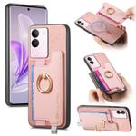 For vivo S17 / S17 Pro / V29 Pro 5G Retro Magsafe Cross Leather Ring Holder Card Bag Phone Case(Pink)