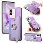 For vivo S17 / S17 Pro / V29 Pro 5G Retro Magsafe Cross Leather Ring Holder Card Bag Phone Case(Purple)